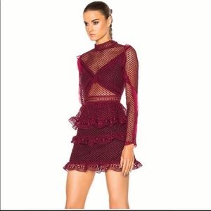 Self-portrait Dot Mesh Tiered Mini Dress
